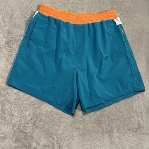 Freeballers Shorts Mens 2XL Teal Blue Orange Lined Athletic Running Zip Pocket